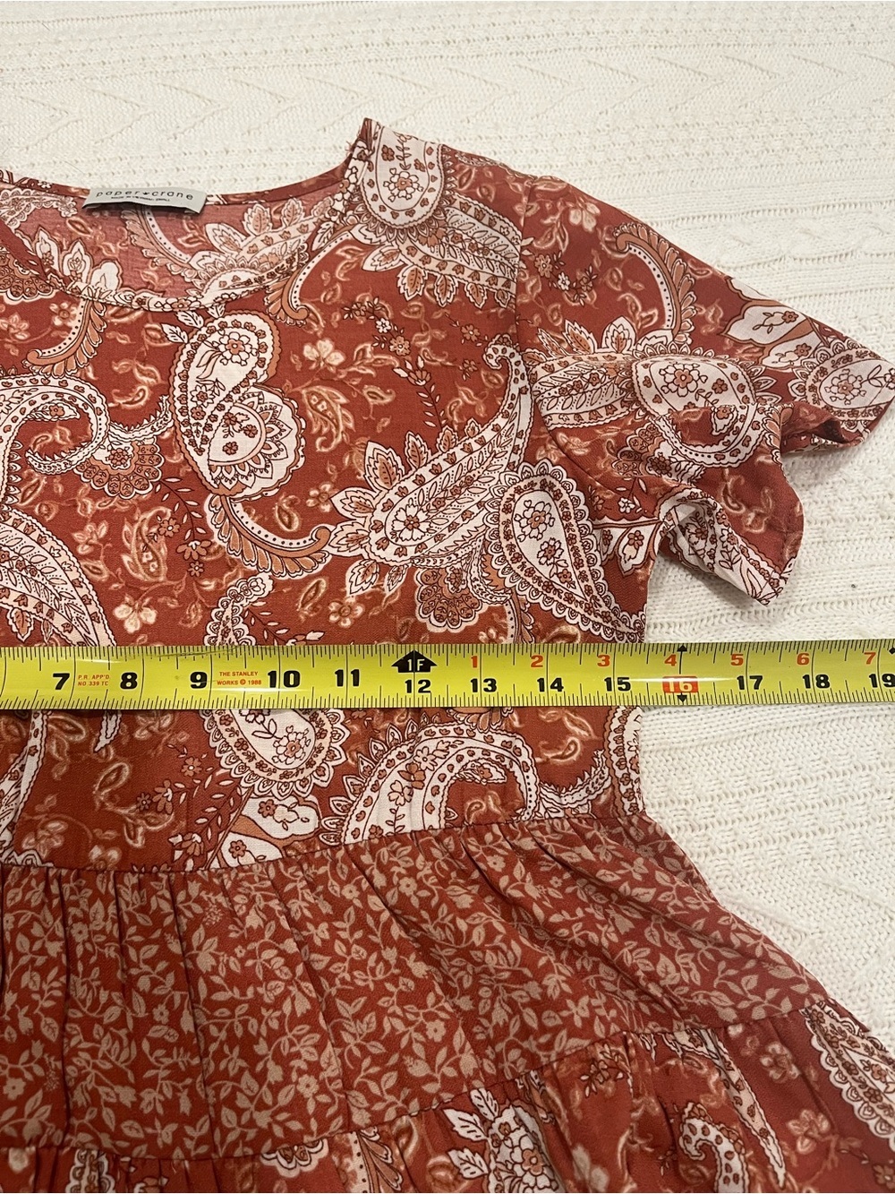 Paper Crane Boho Paisley Peplum Top - Small - Picture 5 of 6